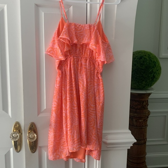 Lilly PulitzerTarget Giraffe Animal 🦒Print Tangerine Orange Pink Mini Dress S/P - Picture 6 of 7